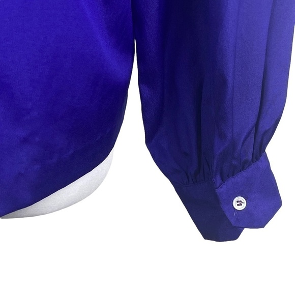 Liz Claiborne Vintage Pleated Front Button Down Back Blouse Women's 8 Purple - Picture 7 of 12